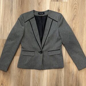 Evan Picone Charcoal Blazer with Black Accents